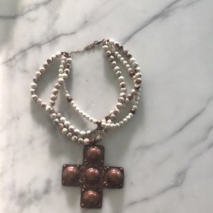 White Turquoise Cross Necklace